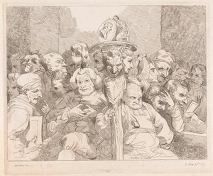 Literary Characters Assembled around the Medallion of Shakespeare by Lydia Bates