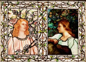 Spring and Autumn, manufactured by Tiffany Glass & Manufacturing Co., c.1892 by Lydia Field Emmett