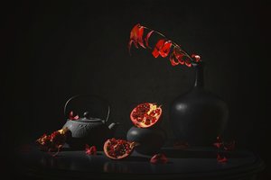 Dark Pomegranate Still Life