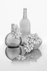 Monochrome Grapes Glass Bottles