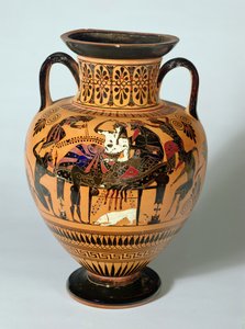 Black-Figure Amphora Depicting Dionysus and Ariadne Banqueting, Greek by Lysippos