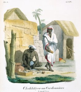 Making rope sandals, 1827-35
