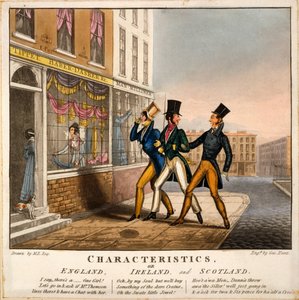 Characteristics, or England, Ireland and Scotland, print made by George Hunt, 1827