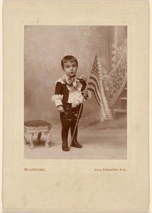 Little Boy Holding an American Flag by MacIntire