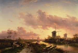 A River Estuary with Figures Repairing a Boat by Maerten Fransz van der Hulst