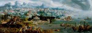 Panorama with the Abduction of Helen Amidst the Wonders of the Ancient World
