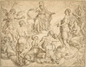 Satan Challenges God to Remove His Protection from Job by Maerten van Heemskerck