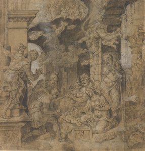 The Adoration of the Shepherds (verso: Sketches)