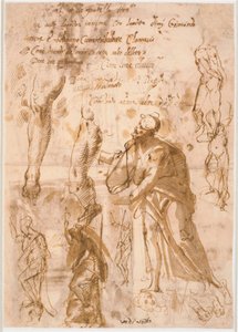 Two Sheets from a Sketchbook. Six Studies for Standing Figures, Two Studies for Legs, Three Sketches for Feet and One Head by Maganza