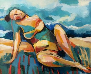 Abstract Woman Sunbathing
