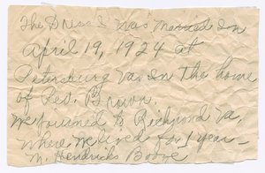 Handwritten note from Magdalene Hendricks Boozé by Magdalene Hendricks Boozé
