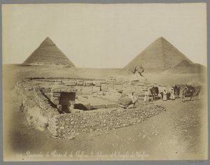 Pyramids of Cheops and Chefren, the Sphinx and the Temple of Chefren by Maison Bonfils