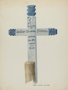 Hand Made & Painted Wooden Cross - Headstone by Majel G. Claflin