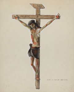 Painted Wooden Crucifix by Majel G. Claflin
