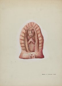 Small Statue of Guadalupe Cut in Stone by Majel G. Claflin