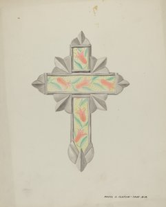 Tin & Wall Paper Cross, c. 1937 by Majel G. Claflin