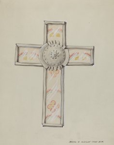 Tin & Wall Paper Cross, c. 1937 by Majel G. Claflin