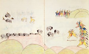 Native American Buffalo Hunt (from a book of sketches made at Fort Marion, St Augustine, Florida, 1877)