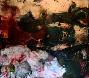 Deep Red Abstract Flow by Małgorzata Majerczyk