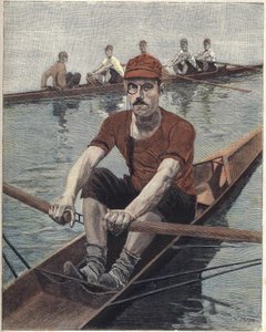 Rowing Race in France. Illustration by Luque, from French newspaper Le Soleil du Dimanche