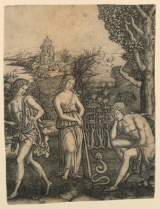Serpent Speaking to a Young Man by Marc Antonio Raimondi