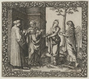 Amadeus Berruti with Austeritas, Amititia, and Amor by Marcantonio Raimondi