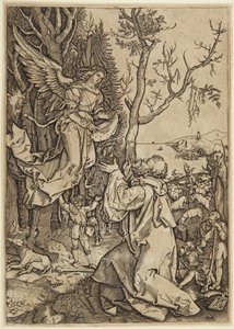 Angel Appearing to Joachim, plate 2 from the Life of the Virgin by Marcantonio Raimondi
