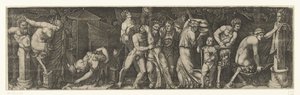Bacchanal with a Drunken Bacchus, and Satyrs and Maenads by Marcantonio Raimondi