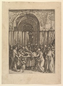 High Priest Refusing Sacrificial Lamb from Joachim, after Dürer by Marcantonio Raimondi