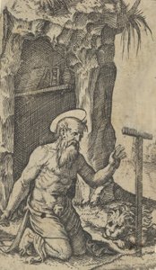 Saint Jerome kneeling before a crucifix, from the series 