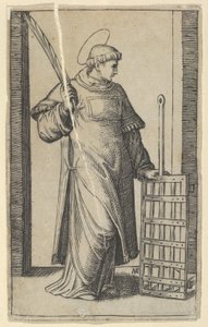 Saint Lawrence, left hand resting on a grill, from the series 
