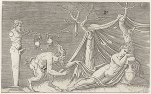 Satyr Sneaking Up on a Sleeping Nymph by Marcantonio Raimondi