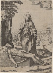 The Lamentation of the Virgin by Marcantonio Raimondi after Raphael