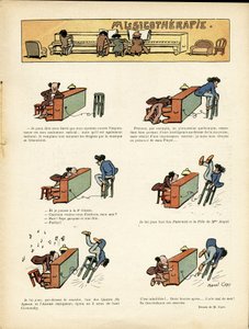 Illustration by Marcel Capy (1865-1941) in Le Rire, 30/03/12 - Musicotherapy - Music, Piano by Marcel Amable O.L. Capy