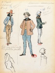 Costume sketch for musician Schaunard in opera La boheme by Giacomo Puccini, performance at Paris Opera Comique, June 13