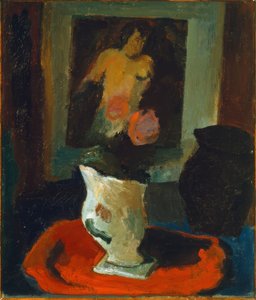 Nude, White Vase and Red Carpet