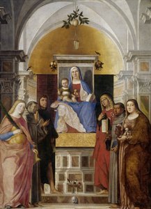 Madonna and Child with Sts Catherine, Francis of Assisi, John the Baptist, John the Evangelist, Antony of Padua and Mary Magdalene