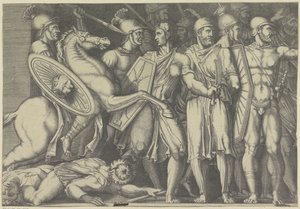 Trajan Fighting the Dacians by Marco Dente (attributed to)