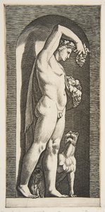 Bacchus Standing in a Niche Holding Grapes in His Raised Right Hand, Fruit in His Left by Marco Dente