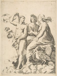 Juno, Ceres, and Psyche in the Clouds Conversing by Marco Dente
