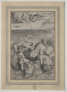Love and Cupid Carried by Dolphins by Marco Dente