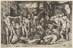The Skeletons, a Group of Emaciated Men and Women Gathered Around a Skeleton