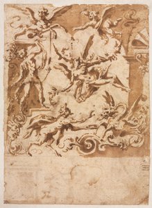Grotesque with a Satyr Feeding a Dragon (recto) by Marco Marchetti