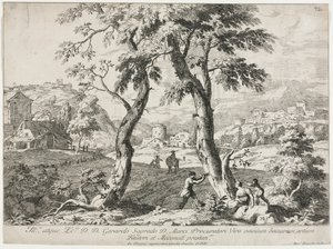View of a Village with Figures in the Foreground by Marco Ricci