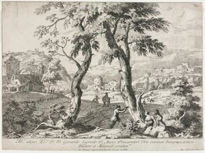 View of a Village with Figures in the Foreground by Marco Ricci