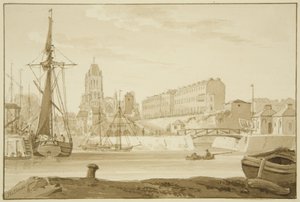 Redcliffe Church and Redcliffe Parade from the Sea Banks, showing the Prince Street Bridge toll houses by Marcus H. Homes
