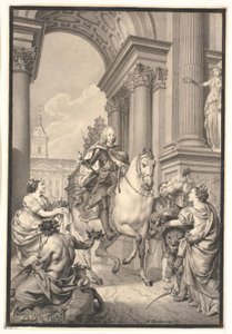Study for the Painting: Denmark and Norway Pay Homage to Chr. VI (burned with Christiansborg 1794) by Marcus Tuscher