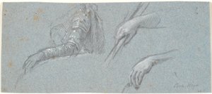 Two Studies of Hands and Study of Female Torso with Outstretched Arm