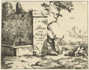 Grazing Cattle Behind a Wall (Cattle)