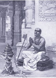 Ramanuja contemplating his philosophy of the one personal God 1100 AD by Margaret Dovaston